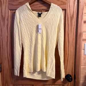 New York & Co Large Hooded Knit Sweater Yellow NWT Size L